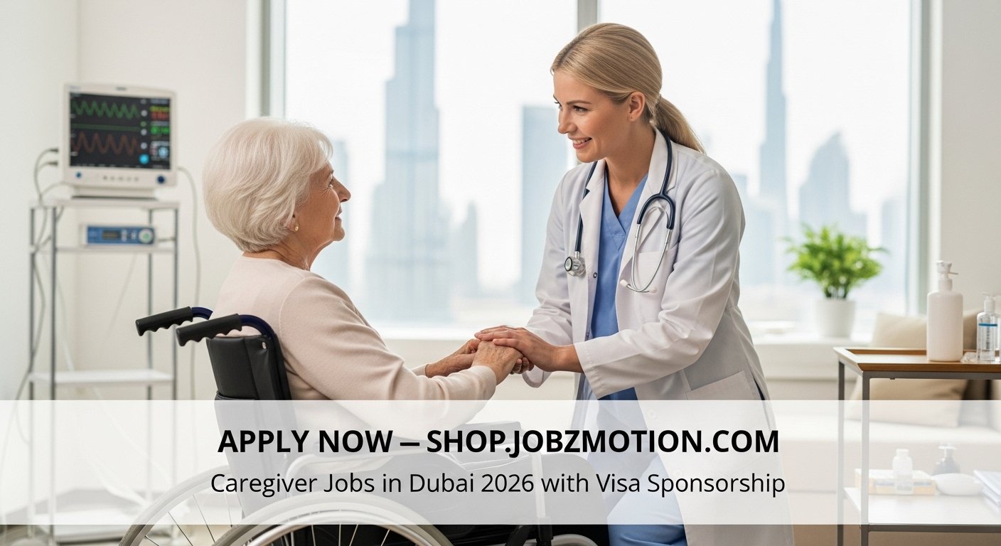 Caregiver assisting elderly patient in Dubai healthcare facility representing Caregiver Jobs in Dubai 2026 with Visa Sponsorship.
